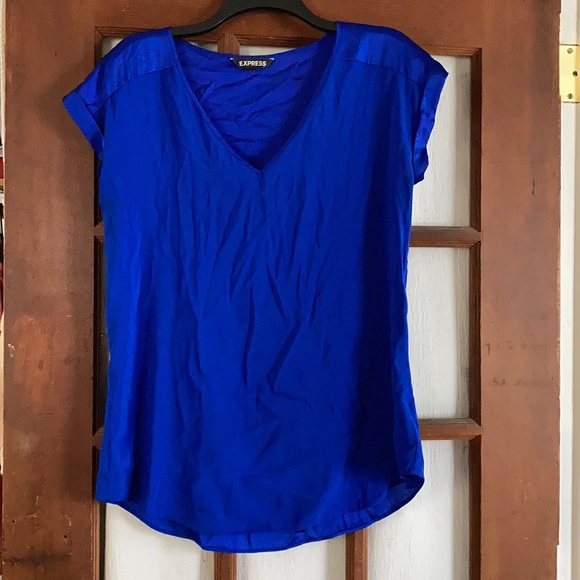 Express Tops - Express V-Neck Royal Blue Blouse